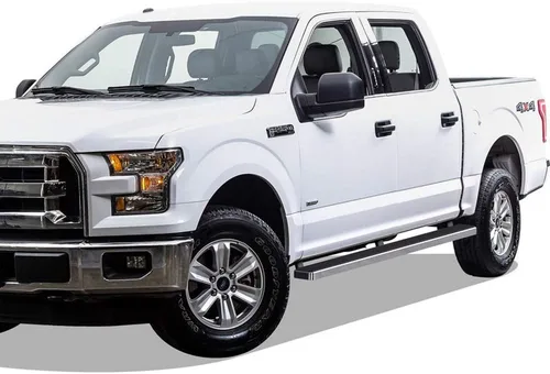 Miniatura 6 de APS Estribos plateados pulidos de acero inoxidable 304 de 5 pulgadas compatibles con Ford F150 SuperCrew Cab 2015-2026 y F150 Lightning 2022-2026