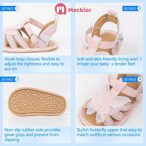 Miniatura 180 de Meckior Sandalias de verano con punta abierta y suave de piel sintética para bebés y niñas pequeñas