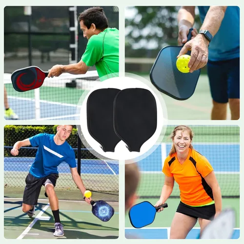 Miniatura 4 de 2 PCS Pickleball Paddle Covers, Durable Neoprene Universal 8.26 x 11.8Inch Zippered Racket Sleeve Storage Bag, Fits USAPA Standard Pickleball Negro