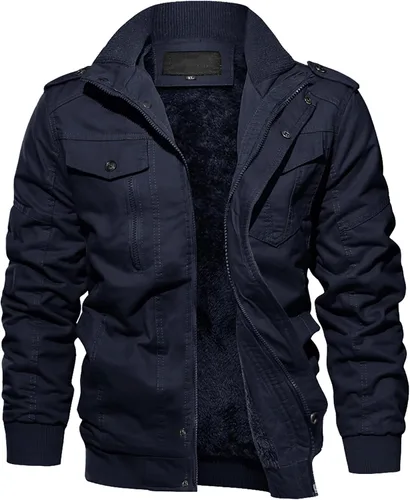 Miniatura 8 de Chaqueta EKLENTSON para hombre, con aislamiento térmico grueso, con múltiples bolsillos, con cremallera delantera, abrigo con forro polar