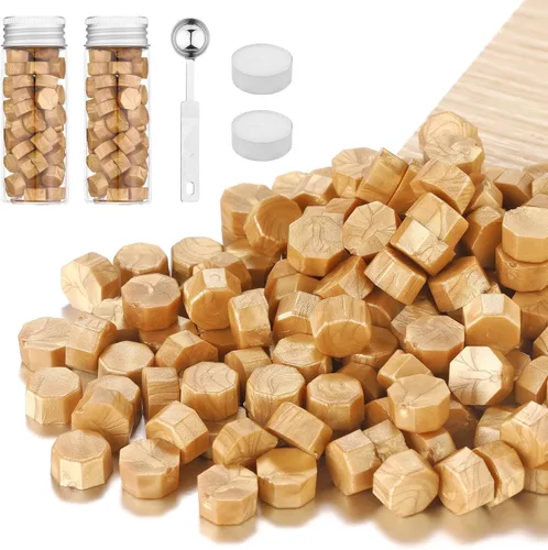 Miniatura 8 de Juego de 150 cuentas de cera de octágono Yoption, con 2 velas y cuchara de fusión para sello de cera