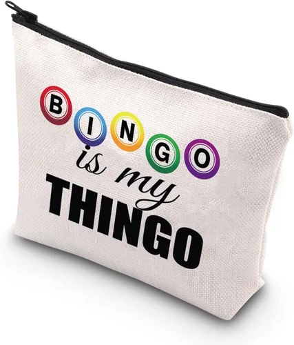 BDPWSS Regalos divertidos de bingo bolsa de maquillaje de bingo regalo de jugador de bingo Bingo es mi Thingo para jugador de bingo regalo regalo