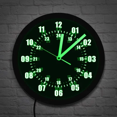 Miniatura 6 de The Geeky Days Reloj de pared con signo de neón de 24 horas de tiempo militar con retroiluminación LED zona horaria mundial militar signo de neón