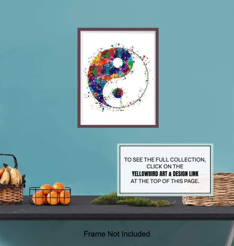 Miniatura 6 de Yin Yang - Impresión artística inspiradora de acuarela zen, foto sin marco de 8 x 10 pulgadas, regalo motivacional para meditación, fanáticos