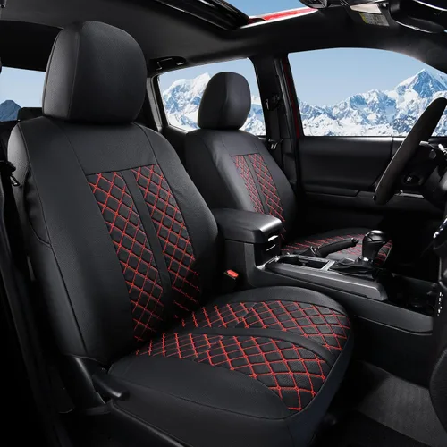 Miniatura 12 de Truckiipa Fundas de Asiento Automotrices Ajuste para Toyota Tacoma Asiento Delantero de Cuero Impermeable Cobertura Completa Fundas de Asiento
