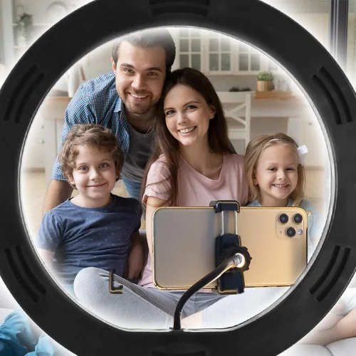 Miniatura 5 de Aduro Anillo de luz U-Stream con trípode de soporte, anillo de luz para selfie de 10 pulgadas para iPhone con trípode y soporte para teléfono