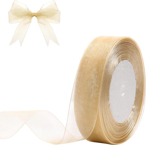 Cinta de organza transparente de 3/4 de pulgada, 50 yardas, cinta de gasa para envolver regalos, decoración de Navidad, Halloween, ramo de boda y