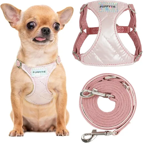 Puppytie Arnés sin tirones para perro, con correa multifunción, pechera suave y ajustable para mascota, no ahorca, chaleco a prueba de escape, rosa
