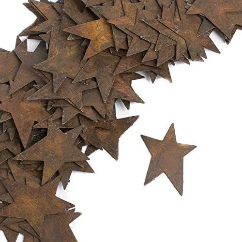 Paquete de 36 recortes de estrella de hojalata oxidada, estrellas de metal oxidadas para manualidades – Primitivo, rústico campestre, manualidades