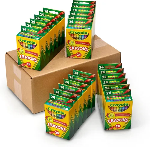 Crayola Crayones a granel (paquete de 24), suministros para libros para colorear, crayones preafilados para niños, rellenos para calcetines,