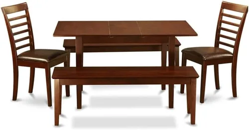 Miniatura 12 de East West Furniture NOML3-MAH-LC - Juego de mesa de comedor de 3 piezas contiene una mesa de comedor rectangular con hoja de mariposa y 2 sillas