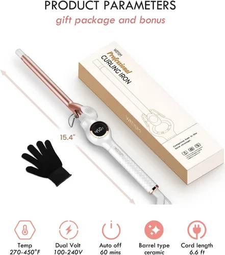 Miniatura 7 de WEEYUM Rizador Pequeño de 1/2 Pulgada, Varita Rizador de Barril Pequeño para Cabello Corto y Largo, Rizador Fino de Cerámica Turmalina Blanco