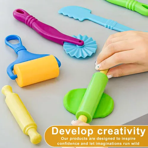 Miniatura 4 de Herramientas de arcilla, juego de herramientas de arcilla y masa para niños, kit de accesorios de masa artesanal con rodillo, espátula de corte