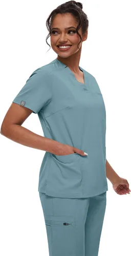 Miniatura 2 de niaahinn Conjunto de uniforme médico para mujer con cuello en V clásico y pantalones deportivos de yoga, uniforme médico de enfermería