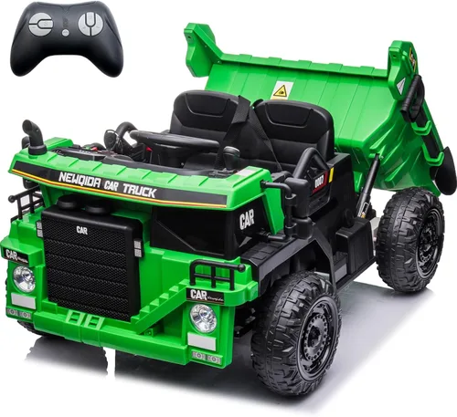 Miniatura 9 de NEWQIDA Camión volcador de 24V para niños, coche eléctrico con control remoto, vehículos de construcción con cama basculante eléctrica, pala