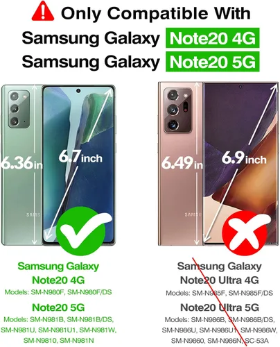 Miniatura 2 de Rayboen Funda para Samsung Galaxy Note 20, transparente a prueba de golpes, duradera, delgada, para Galaxy Note 20 5G, con parte trasera