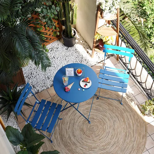 Miniatura 13 de Grand patio Juego de bistró plegable de 3 piezas, 2 sillas y 1 mesa, resistente a la intemperie para exteriores e interiores, juego de conversación