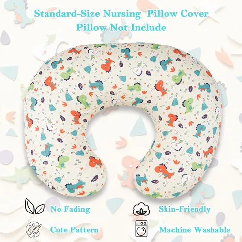 Miniatura 4 de Funda de almohada de lactancia, 100% algodón, ultra suave y transpirable, tamaño estándar para almohadas de lactancia, lavable a máquina e