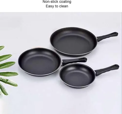 Miniatura 7 de Sartén antiadherente de acero inoxidable de 7.9 pulgadas, sartén profesional redonda negra con mango cómodo, sartén reutilizable para crepes, 7.9 in