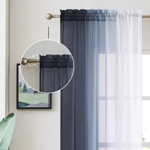 Miniatura 3 de July Joy Ombre - Cortinas de lino sintético semitransparente para habitación y sala de estar, 2 tonos reversibles, privacidad y filtro de luz