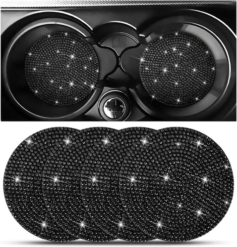 Miniatura 16 de Osilly – Portavasos para auto con brillantes, 2 unidades, diamantes de imitación, antideslizantes, portavasos universales de 2.75 pulgadas