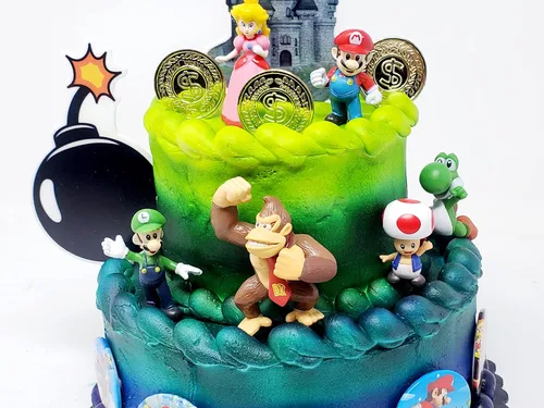 Miniatura 4 de Mario Brothers - Juego de decoración para pastel de cumpleaños con Mario y sus amigos