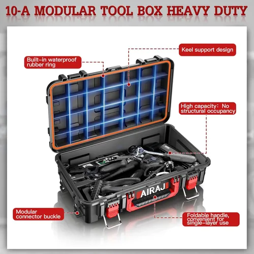 Miniatura 4 de Caja de herramientas portátil con ruedas de alta resistencia, organizador de caja de herramientas apilable modular, caja de herramientas impermeable