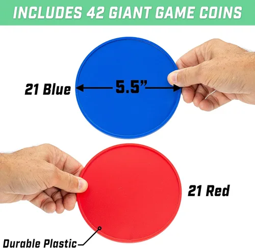 Miniatura 6 de GoSports 4 Foot Giant Wooden 4-in-a-Row Connect Game – Jumbo Party Size with Heavy-Duty Coins – Easy Setup and Portable Design for Indoor and