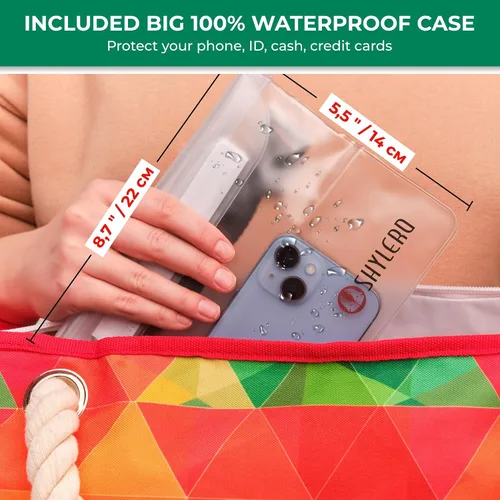 Miniatura 3 de SHYLERO Bolsa de playa y bolsa de piscina. Tiene bolsa hermética, tonelada de bolsillos. La bolsa de playa tiene cremallera, resistente al agua.