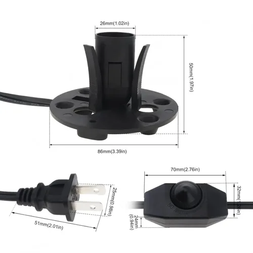 Miniatura 2 de Cable de lámpara de sal del Himalaya, con interruptor de atenuación, bombilla de Navidad, cable de lámpara de sal con control de intensidad