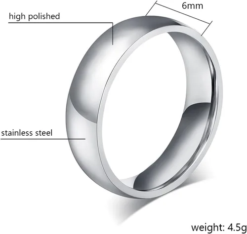 Miniatura 2 de TTVOVO Mens Basic Ring Wedding Bands 2MM 4MM 6MM 8MM 10MM Stainless Steel Simple Rings for Men Women SilverBlackBlue Engagement Band Plain Domed