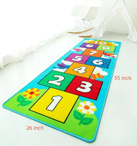 Miniatura 3 de Hop & Count Hopscotch - Alfombra para niños, alfombra de juego para el suelo, alfombra de juego para gatear, respaldo antideslizante, gran regalo