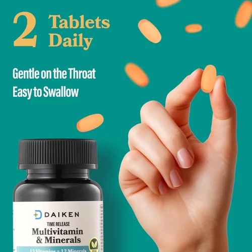 Miniatura 4 de DAIKEN Mini multivitamínico, 60 tabletas, mejorado con luteína, licopeno y ácido fólico, multivitamínico liberado por el tiempo para mujeres