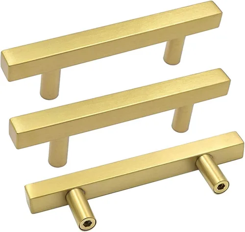 Miniatura 32 de Goldenwarm Paquete de 5 manijas negras de gabinete de 2-1/2 pulgadas (2.520 in) color negro mate, tiradores de cajón en T para armarios de cocina