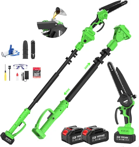 Miniatura 8 de Mini motosierra inalámbrica de 6 pulgadas, motosierra alimentada por batería de 24 V Engrasador automático, 2 baterías de 2000 mAh incluidas