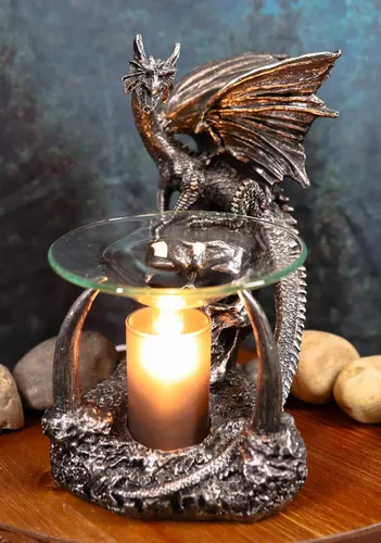 Miniatura 6 de Ebros - Osario gótico de dientes de sable, calavera, cementerio, dragón, quemador de aceite eléctrico o calentador de tartas, estatua decorativa