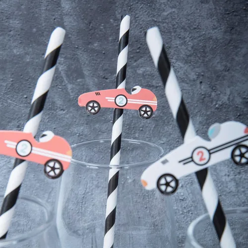 Miniatura 5 de Pajitas de coche de carreras vintage, pajitas rápidas de una fiesta, dos suministros de fiesta rápidos, recuerdos de fiesta de coches de carreras
