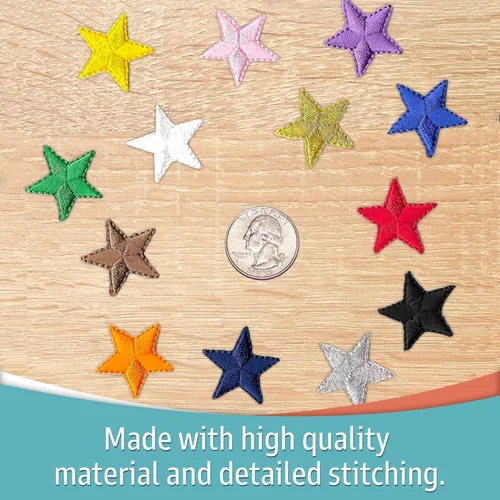 Miniatura 3 de Laughing Lizards Parches bordados con estrellas para planchar para ropa, chaquetas, mochilas y decoraciones (negro, 1 pulgada)