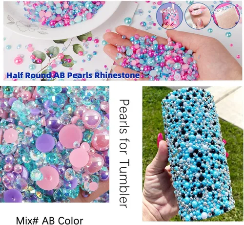Miniatura 5 de Diamantes de imitación y perlas artesanales de tamaño mixto de 1.06 oz, diamantes de imitación de resina de gelatina de 0.079 a 0.394 pulgadas