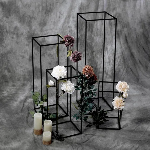 Miniatura 22 de Efavormart - Paquete de 2 soportes de metal para flores de boda de 12 pulgadas, soporte geométrico para centro de mesa Dorado