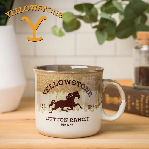 Miniatura 5 de Silver Buffalo Yellowstone Dutton Ranch Montana - Taza de cerámica de campamento con esmalte reactivo, 20 onzas
