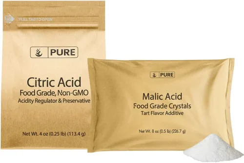 PURE ORIGINAL INGREDIENTS Paquete de ácido málico y ácido cítrico, natural, seguro para alimentos, sabor agrio