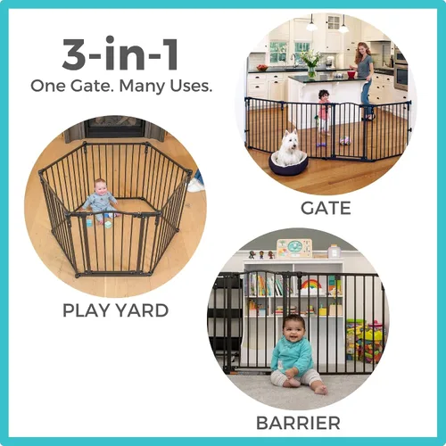 Miniatura 4 de Toddleroo by North States - 3 en 1 Arched Decor Metal Superyard Extensión de dos paneles: Extensión de patio de juegos de 48 pulgadas - Funciona
