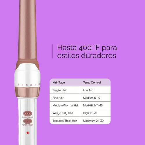 Miniatura 4 de Conair Varita rizadora cónica de cerámica doble, se estrecha de 1¼ pulgadas a ¾ pulgadas para producir ondas playeras, 30 ajustes de calor