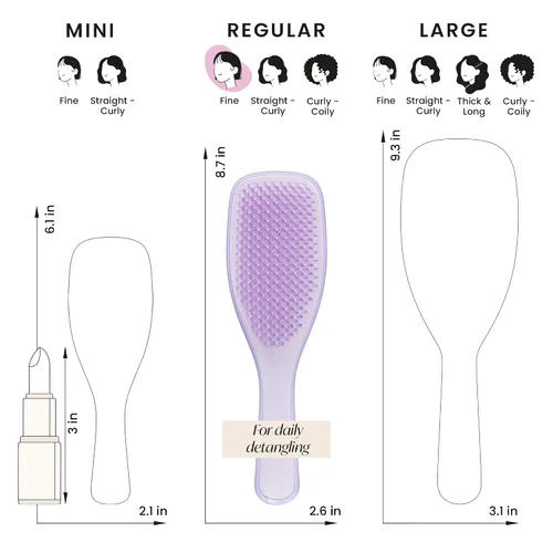 Miniatura 6 de Tangle Teezer Cepillo desenredante fino y frágil para cabello teñido, fino y fino, dientes flexibles suaves de dos niveles que reducen la rotura