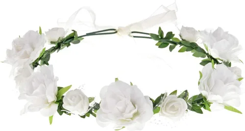 DDazzling Diadema de flores para niñas, guirnalda bohemia con halo para el cabello, corona de flores, accesorios para fotos