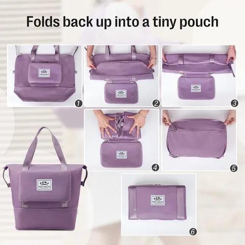 Miniatura 4 de ZGWJ Bolsas de viaje expandibles, bolsa de fin de semana para mujer, plegable, para llevar
