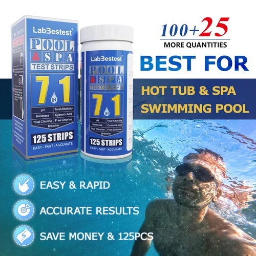 Miniatura 5 de Tiras de prueba de piscina - Tiras de prueba para bañera de hidromasaje para piscina - Kit de prueba de agua para piscina, rápido, preciso, fácil
