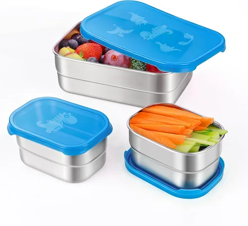 Miniatura 11 de Tanjiae Recipientes Pequeños (1 TAZA) de Acero Inoxidable para Bocadillos para Niños Recipientes de Comida Fáciles de Abrir a Prueba de Fugas