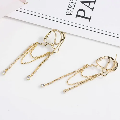 Miniatura 4 de Pendientes de perlas con borlas para mujer, aspecto dorado de niña con perlas, diseño único de moda, Zinc, Perla